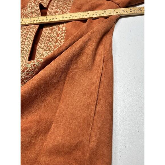 Soft Surroundings Womens Faux Suede Leona Duster Jacket Embroidered XS Pockets - Picture 8 of 8